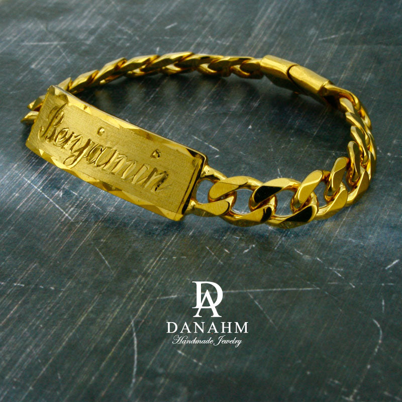 Handmade personalized large monogram bracelet with large link chain -  Available in Silver and 14k Gold Filled