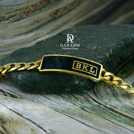 Monogrammed Initials Bracelet Large Chain (Order Any Initials), Custom Made  Monogram Bracelet in Yellow or Rose Gold.